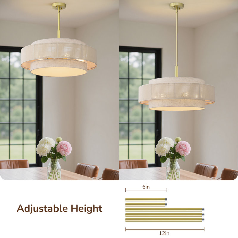 Dakota Fields 5-Light Drum Chandelier With Fabric And Rope Shades